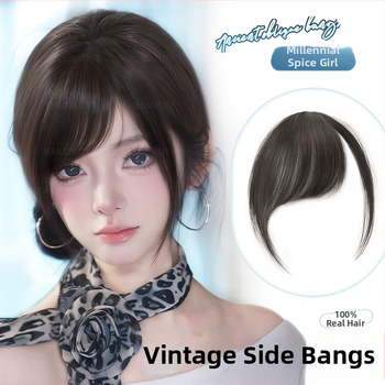 Parukė iš tikrų plaukų su įstrižomis kirpčiukais ir šoninėmis sruogomis moterims