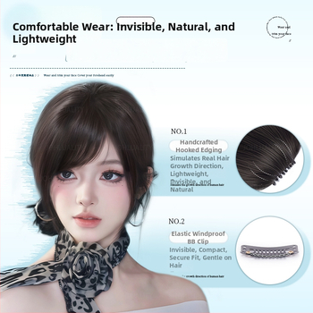 Parukė iš tikrų plaukų su įstrižomis kirpčiukais ir šoninėmis sruogomis moterims