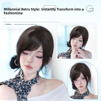 Parukė iš tikrų plaukų su įstrižomis kirpčiukais ir šoninėmis sruogomis moterims