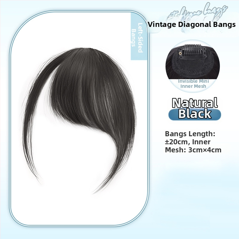 Parukė iš tikrų plaukų su įstrižomis kirpčiukais ir šoninėmis sruogomis moterims