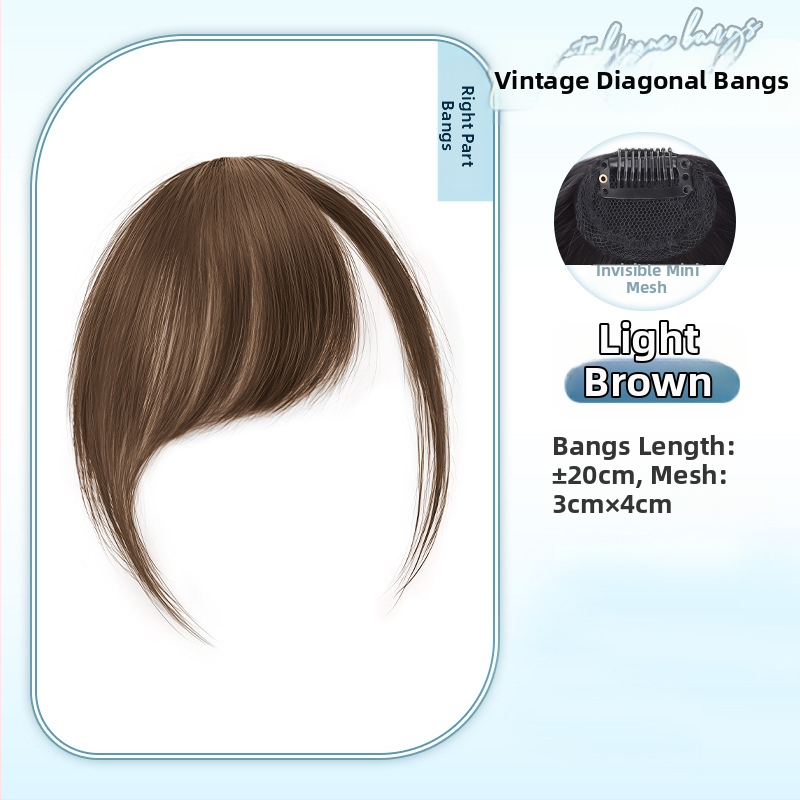 Parukė iš tikrų plaukų su įstrižomis kirpčiukais ir šoninėmis sruogomis moterims