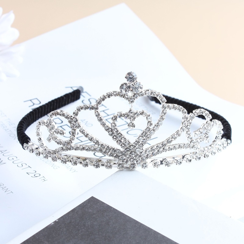 Dječji dodaci za glavu, kruna od rhinestona, princes stil (Materijal: Rhinestone; Oblik: Kruna; Obrada: Elektroplatiranje; Kristali: Bijeli kristali)