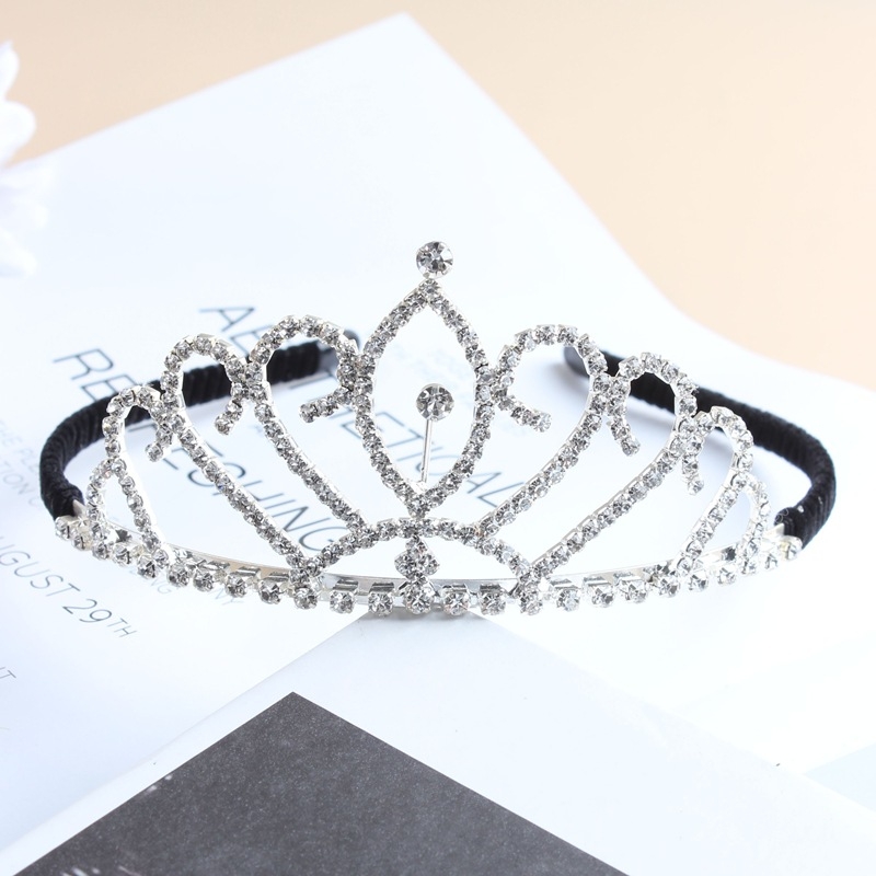 Dječji dodaci za glavu, kruna od rhinestona, princes stil (Materijal: Rhinestone; Oblik: Kruna; Obrada: Elektroplatiranje; Kristali: Bijeli kristali)