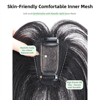 Perukas su oro kirpčiukais viršugalvyje | natūralus tūrisas ir veido kontūravimas veido | Modelis: T-net air bangs; Plaukų medžiaga: aukštos temperatūros pluoštas; Kirpčių tipas: tiesus arba įstrižas; Nerekomenduojama dažyti karštomis priemonėmis