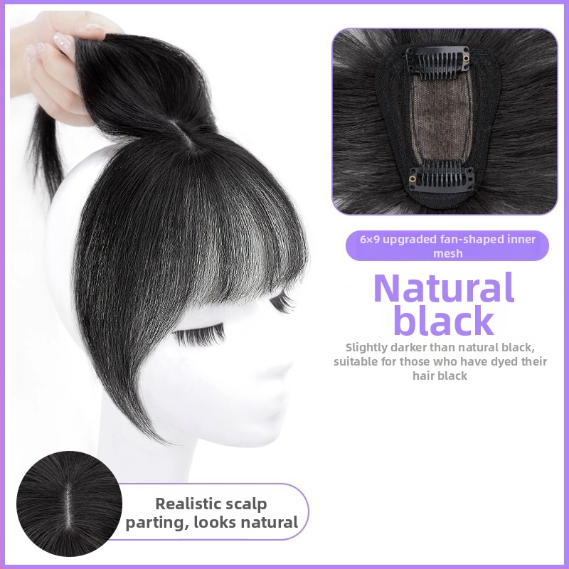 Perukas su oro kirpčiukais viršugalvyje | natūralus tūrisas ir veido kontūravimas veido | Modelis: T-net air bangs; Plaukų medžiaga: aukštos temperatūros pluoštas; Kirpčių tipas: tiesus arba įstrižas; Nerekomenduojama dažyti karštomis priemonėmis