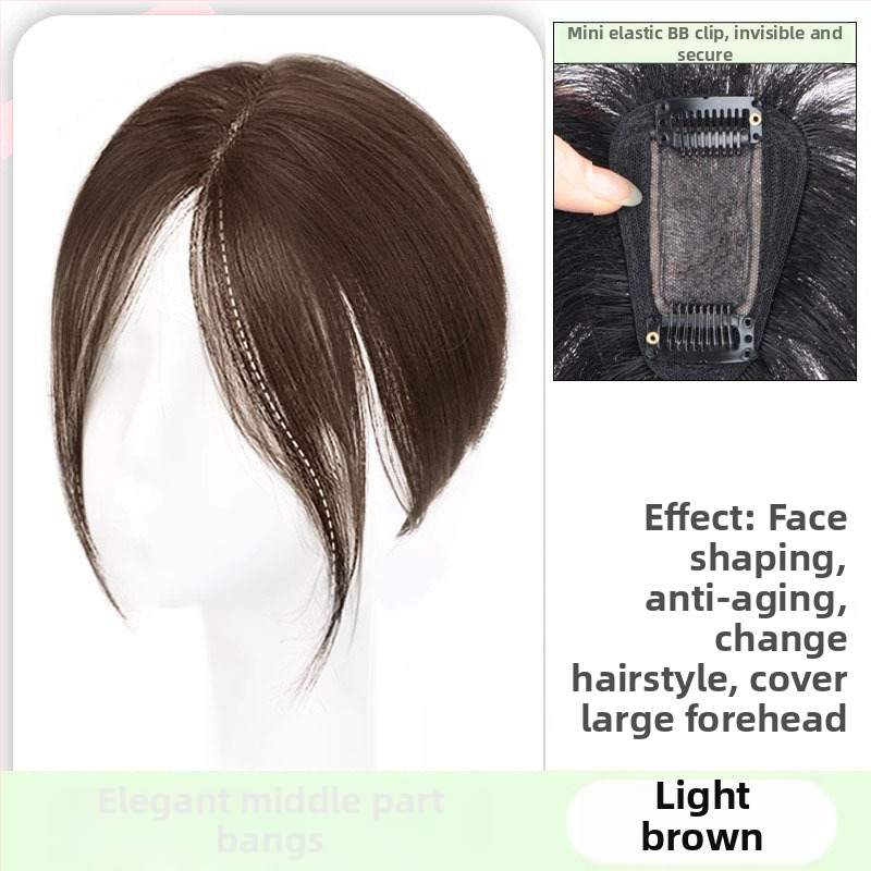 Perukas su oro kirpčiukais viršugalvyje | natūralus tūrisas ir veido kontūravimas veido | Modelis: T-net air bangs; Plaukų medžiaga: aukštos temperatūros pluoštas; Kirpčių tipas: tiesus arba įstrižas; Nerekomenduojama dažyti karštomis priemonėmis