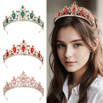 Tiara de păr din aliaj zinc, formă de floare, cristale Rhinestone glass, stil vintage, finisaj electroplatat