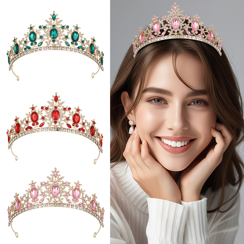 Tiara de păr din aliaj zinc, formă de floare, cristale Rhinestone glass, stil vintage, finisaj electroplatat