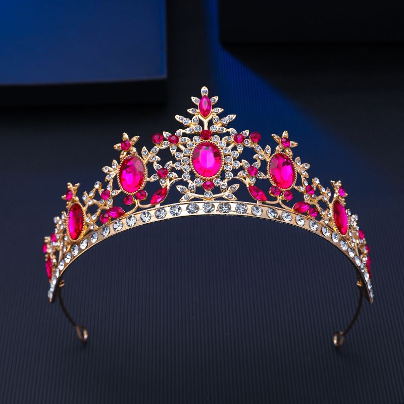 Tiara de păr din aliaj zinc, formă de floare, cristale Rhinestone glass, stil vintage, finisaj electroplatat
