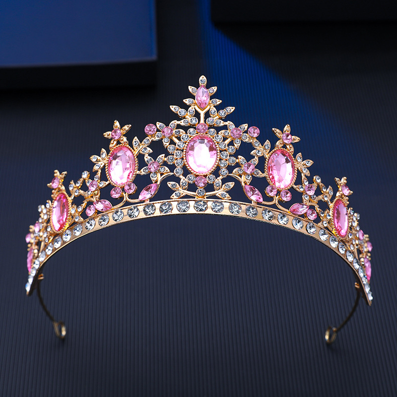 Tiara de păr din aliaj zinc, formă de floare, cristale Rhinestone glass, stil vintage, finisaj electroplatat