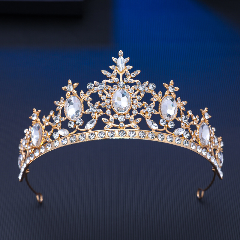 Tiara de păr din aliaj zinc, formă de floare, cristale Rhinestone glass, stil vintage, finisaj electroplatat