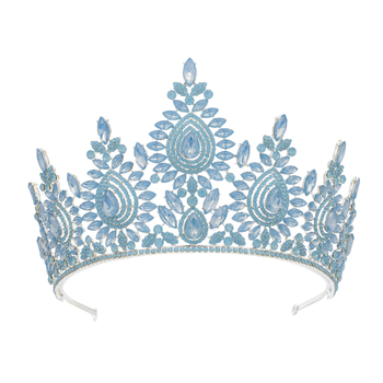 Barokna tiara za mladenku, legura, bijeli kristali, čistoća 14k, ženski stil