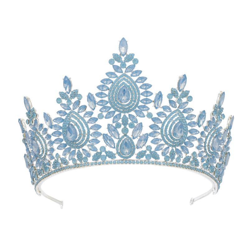 Barokna tiara za mladenku, legura, bijeli kristali, čistoća 14k, ženski stil