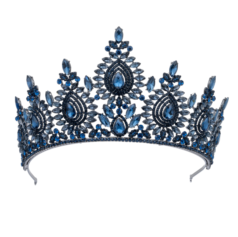 Barokna tiara za mladenku, legura, bijeli kristali, čistoća 14k, ženski stil