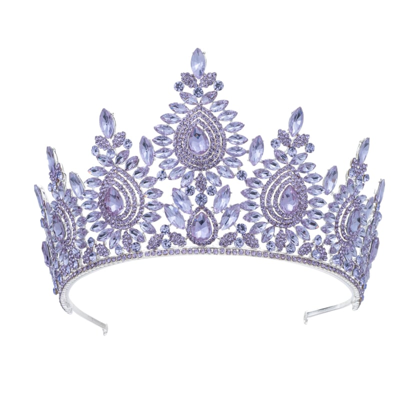 Barokna tiara za mladenku, legura, bijeli kristali, čistoća 14k, ženski stil