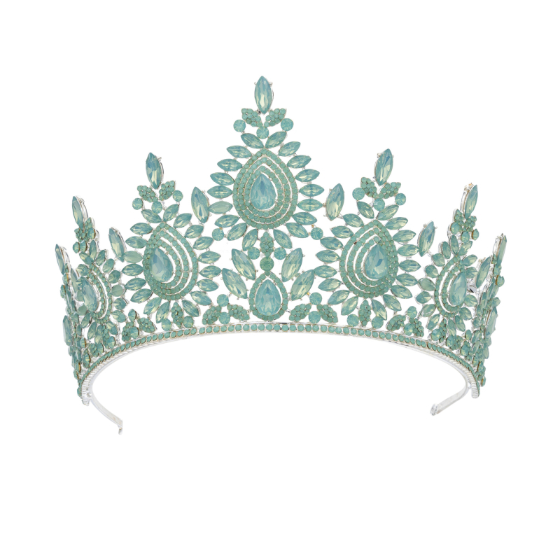 Barokna tiara za mladenku, legura, bijeli kristali, čistoća 14k, ženski stil