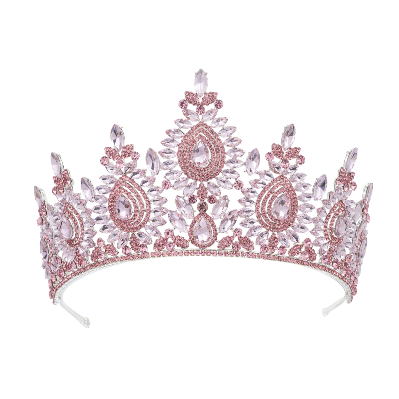 Barokna tiara za mladenku, legura, bijeli kristali, čistoća 14k, ženski stil