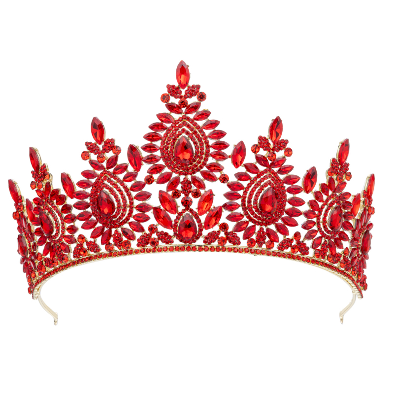 Barokna tiara za mladenku, legura, bijeli kristali, čistoća 14k, ženski stil