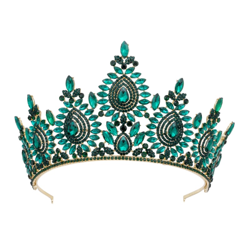 Barokna tiara za mladenku, legura, bijeli kristali, čistoća 14k, ženski stil