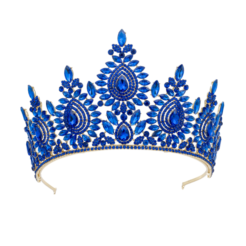 Barokna tiara za mladenku, legura, bijeli kristali, čistoća 14k, ženski stil