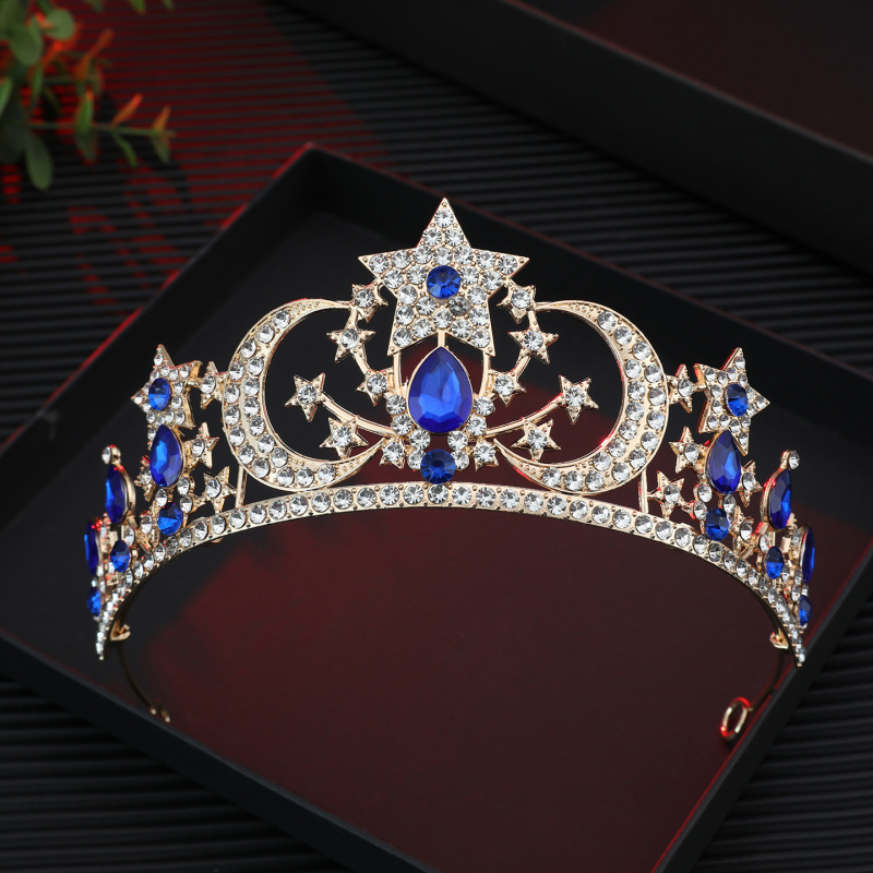 Accesoriu pentru păr în formă de coroană pentru femei, aliaj 18K placat electroplată, cristal, stil simplu