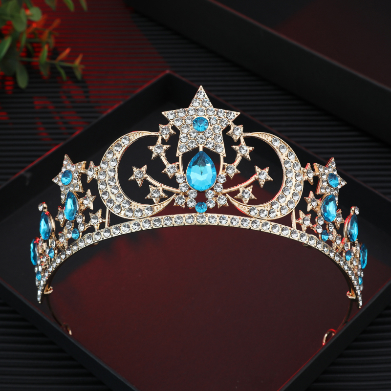 Accesoriu pentru păr în formă de coroană pentru femei, aliaj 18K placat electroplată, cristal, stil simplu