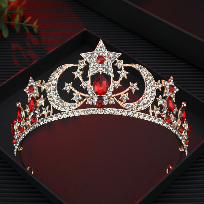 Accesoriu pentru păr în formă de coroană pentru femei, aliaj 18K placat electroplată, cristal, stil simplu