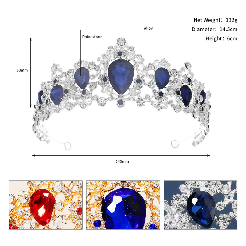 Dijamantna vjenčana diadem u europskom baroknom stilu s rhinestones, ukras za glavu, ženski stil, diamant završnica