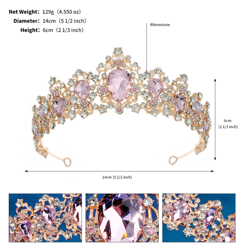 Dijamantna vjenčana diadem u europskom baroknom stilu s rhinestones, ukras za glavu, ženski stil, diamant završnica