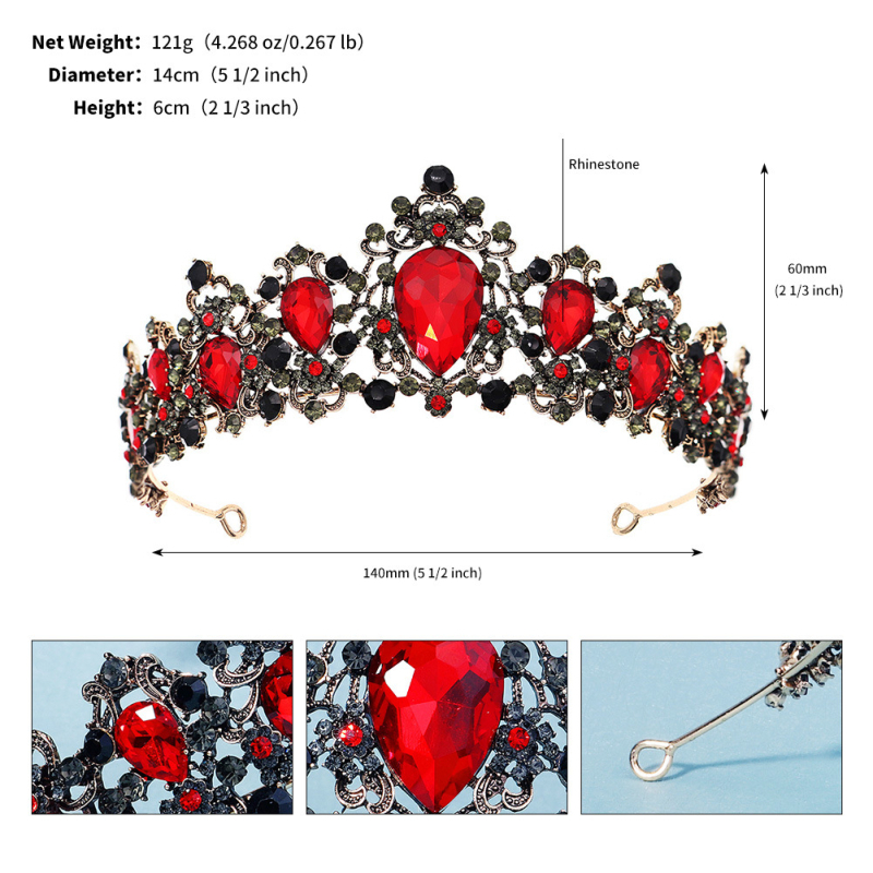 Dijamantna vjenčana diadem u europskom baroknom stilu s rhinestones, ukras za glavu, ženski stil, diamant završnica