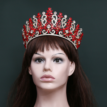 Tiara de mireasă barocă, coroană cu cristale, finisaj diamantat