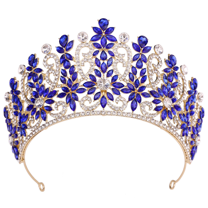 Tiara de mireasă barocă, coroană cu cristale, finisaj diamantat