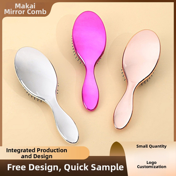 Matu ķemme ar gaisa spilventiņu un electroplated boar-bristle matu sariem, ABS materiāls, ovāla forma, 83 g