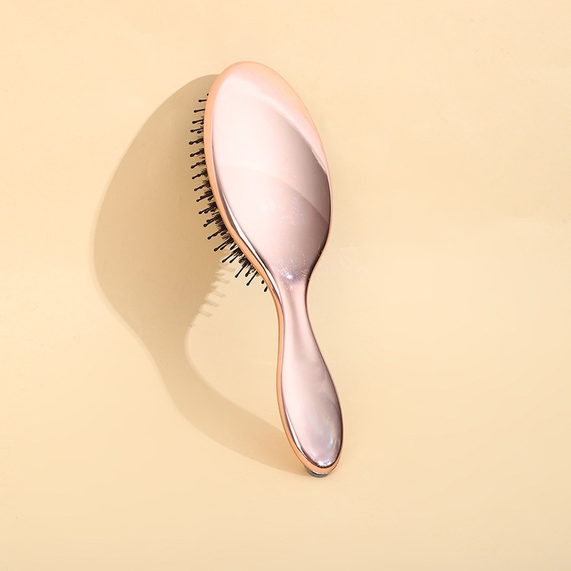 Matu ķemme ar gaisa spilventiņu un electroplated boar-bristle matu sariem, ABS materiāls, ovāla forma, 83 g