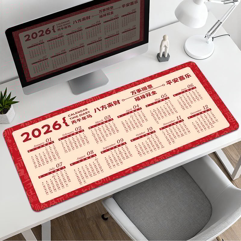 Pad pentru mouse cu calendar – suprafață de birou, anti-derapant, cauciuc natural, imprimare prin transfer termic