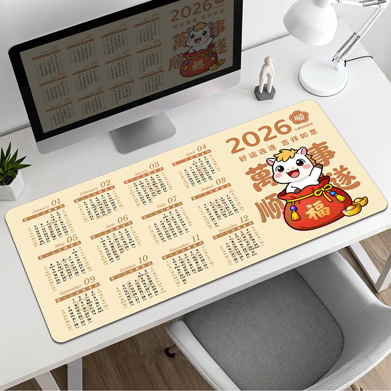 Pad pentru mouse cu calendar – suprafață de birou, anti-derapant, cauciuc natural, imprimare prin transfer termic