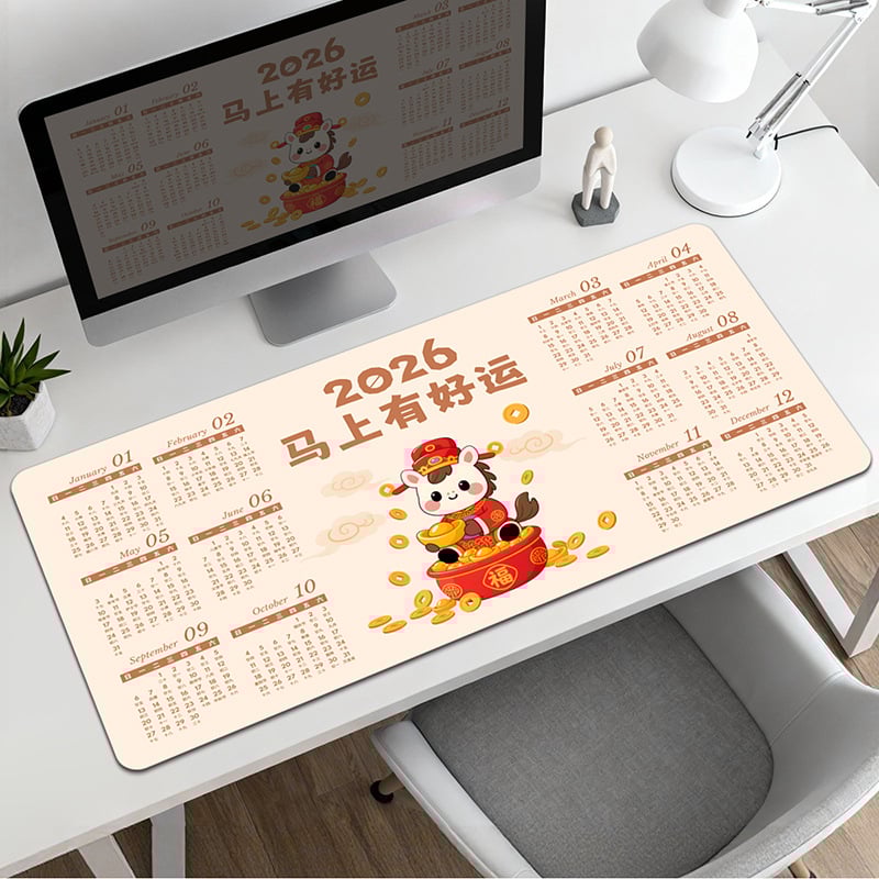Pad pentru mouse cu calendar – suprafață de birou, anti-derapant, cauciuc natural, imprimare prin transfer termic