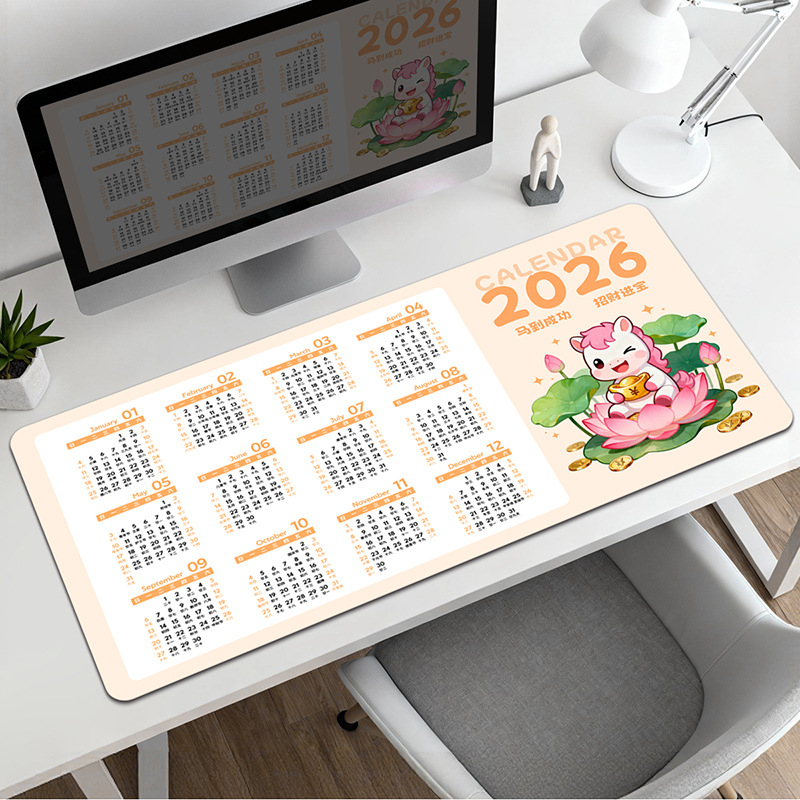Pad pentru mouse cu calendar – suprafață de birou, anti-derapant, cauciuc natural, imprimare prin transfer termic