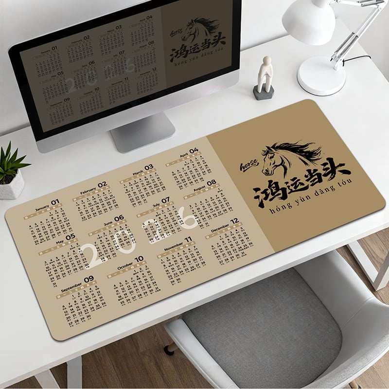 Pad pentru mouse cu calendar – suprafață de birou, anti-derapant, cauciuc natural, imprimare prin transfer termic