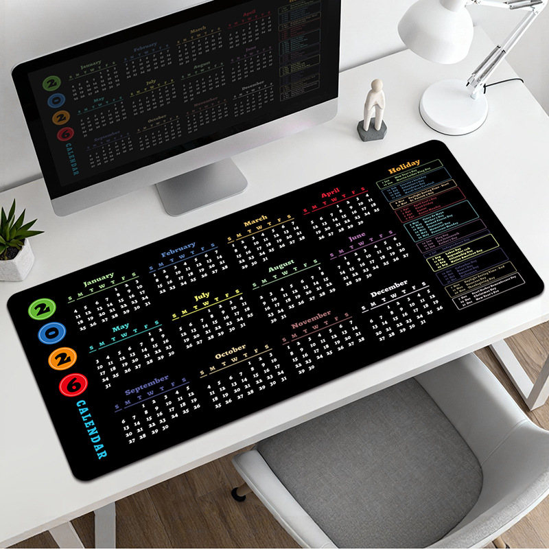 Pad pentru mouse cu calendar – suprafață de birou, anti-derapant, cauciuc natural, imprimare prin transfer termic