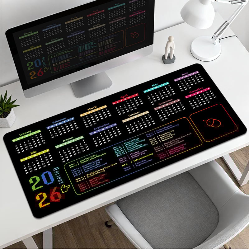 Pad pentru mouse cu calendar – suprafață de birou, anti-derapant, cauciuc natural, imprimare prin transfer termic