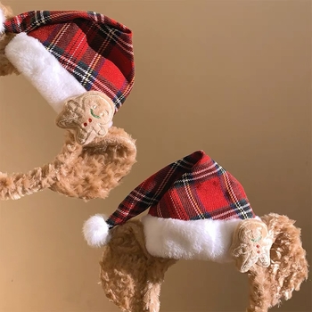 Bandă pentru cap din pluș Duffy Bear, model carouri, lucrată manual, materiale mixte, Shi Wanli, origine Yiwu, design original