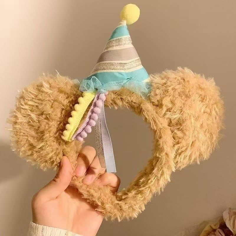 Bandă pentru cap din pluș Duffy Bear, model carouri, lucrată manual, materiale mixte, Shi Wanli, origine Yiwu, design original