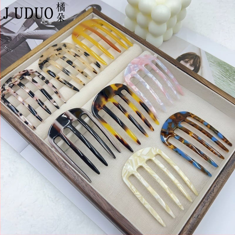 Ženski dodatak za kosu, prirodni stil, acetatni materijal, gravirani završetak, prilagodljiv, brend Juduo Orange Blossom