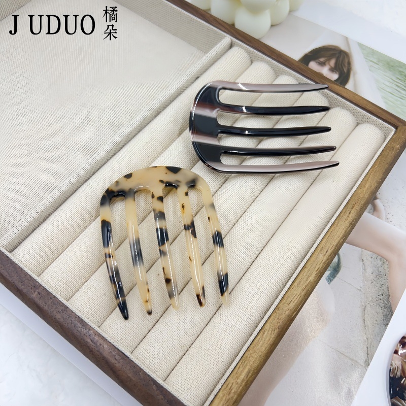 Ženski dodatak za kosu, prirodni stil, acetatni materijal, gravirani završetak, prilagodljiv, brend Juduo Orange Blossom