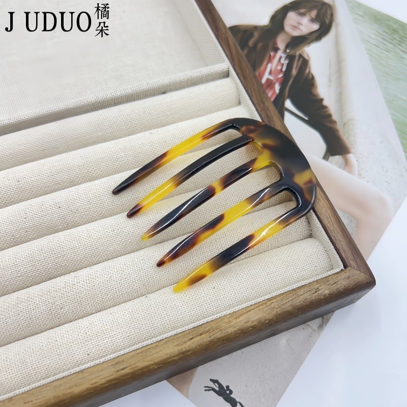 Ženski dodatak za kosu, prirodni stil, acetatni materijal, gravirani završetak, prilagodljiv, brend Juduo Orange Blossom