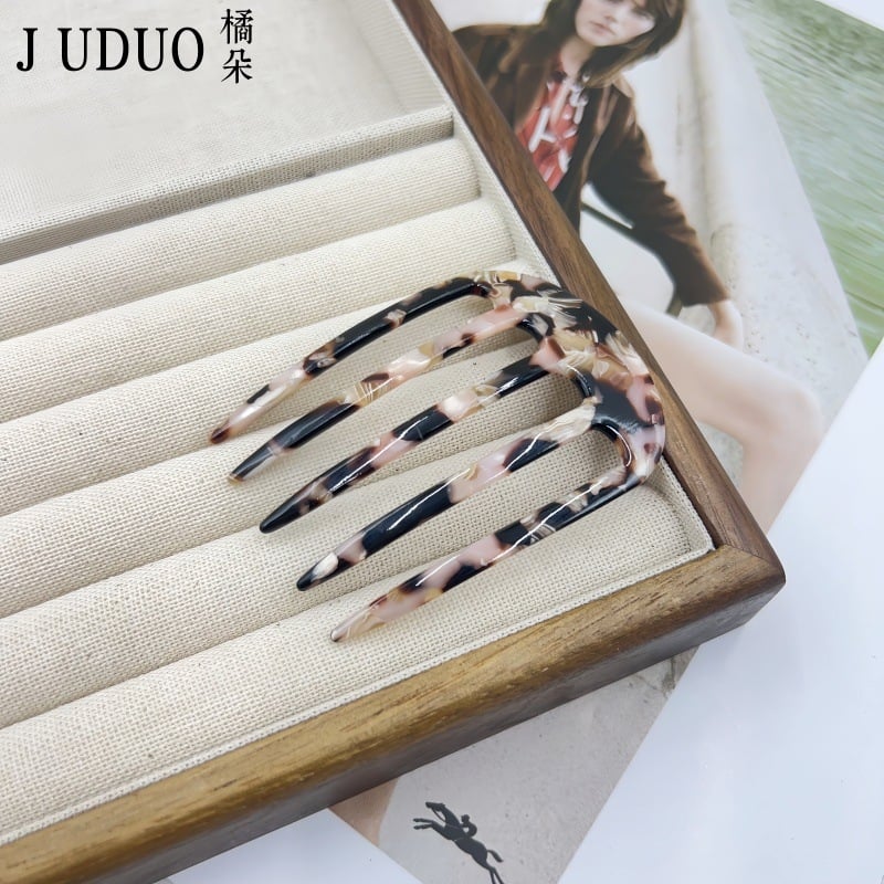 Ženski dodatak za kosu, prirodni stil, acetatni materijal, gravirani završetak, prilagodljiv, brend Juduo Orange Blossom