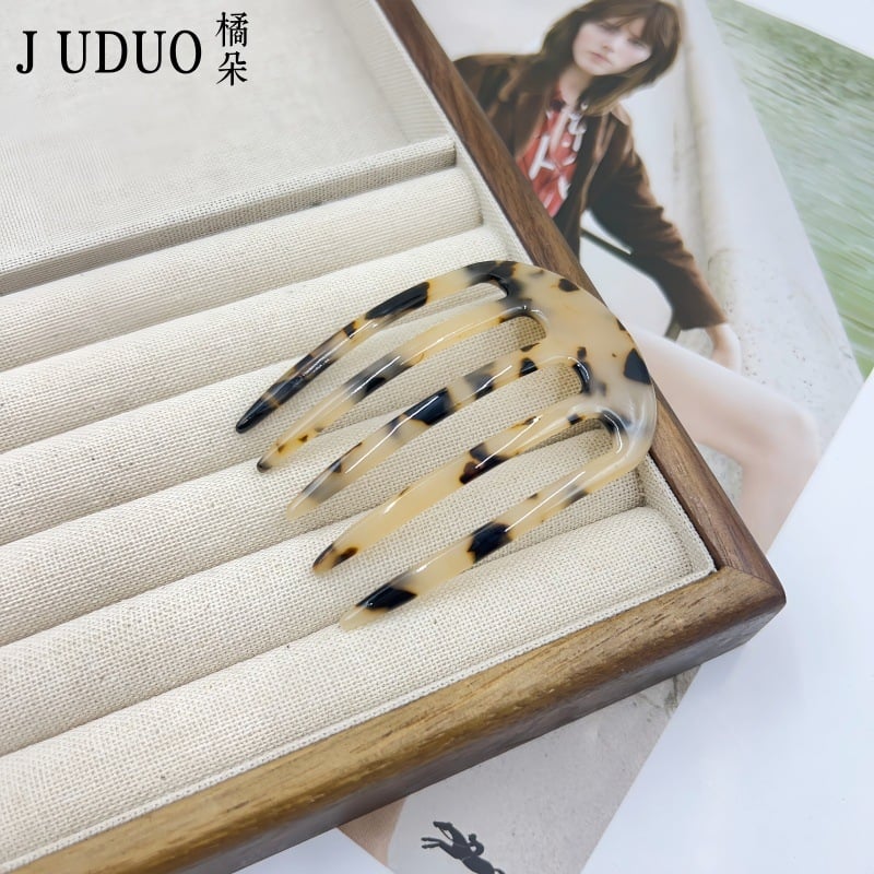 Ženski dodatak za kosu, prirodni stil, acetatni materijal, gravirani završetak, prilagodljiv, brend Juduo Orange Blossom