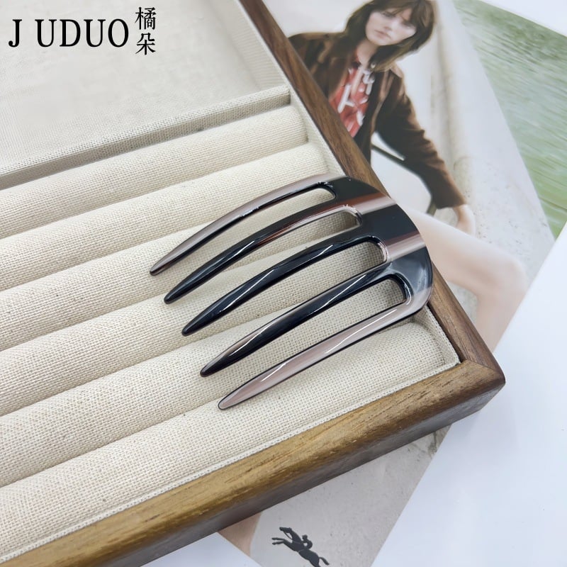 Ženski dodatak za kosu, prirodni stil, acetatni materijal, gravirani završetak, prilagodljiv, brend Juduo Orange Blossom