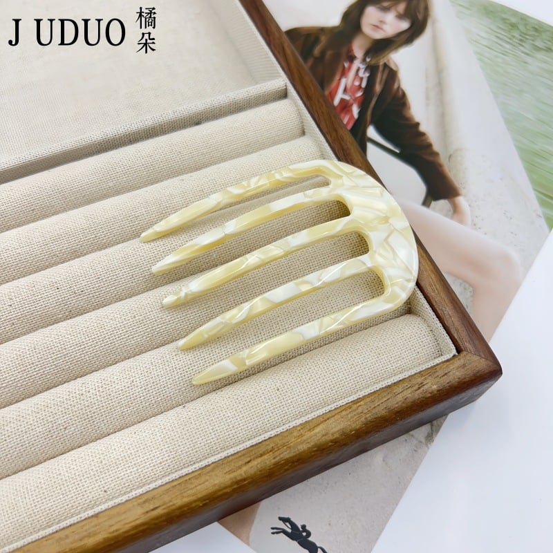 Ženski dodatak za kosu, prirodni stil, acetatni materijal, gravirani završetak, prilagodljiv, brend Juduo Orange Blossom